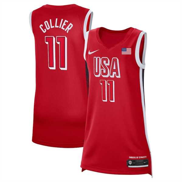 Women%27s USA Basketball #11 Napheesa Collier Red 2024 Swingman Stitched Jersey->team usa basketball->NBA Jersey